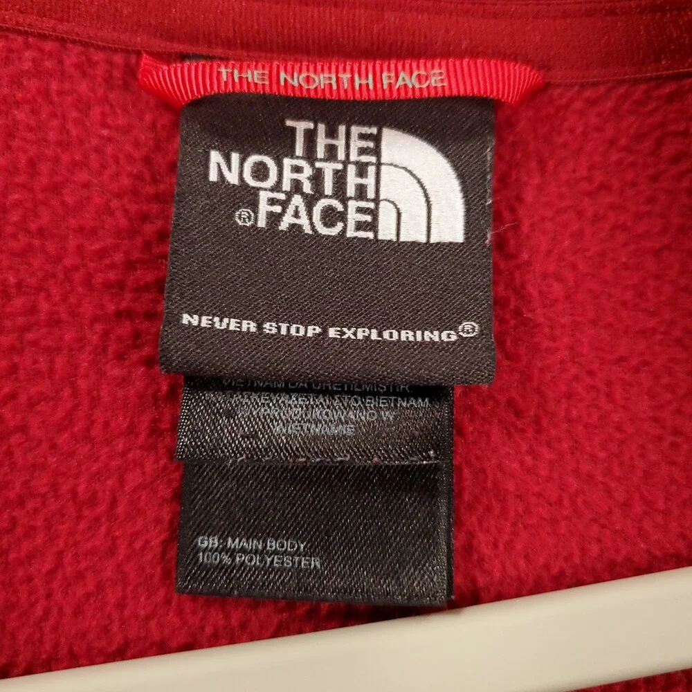 The North Face Fleece Sweater Mens Large Red 1/4 Zip Sweatshirt Pullover Jacket